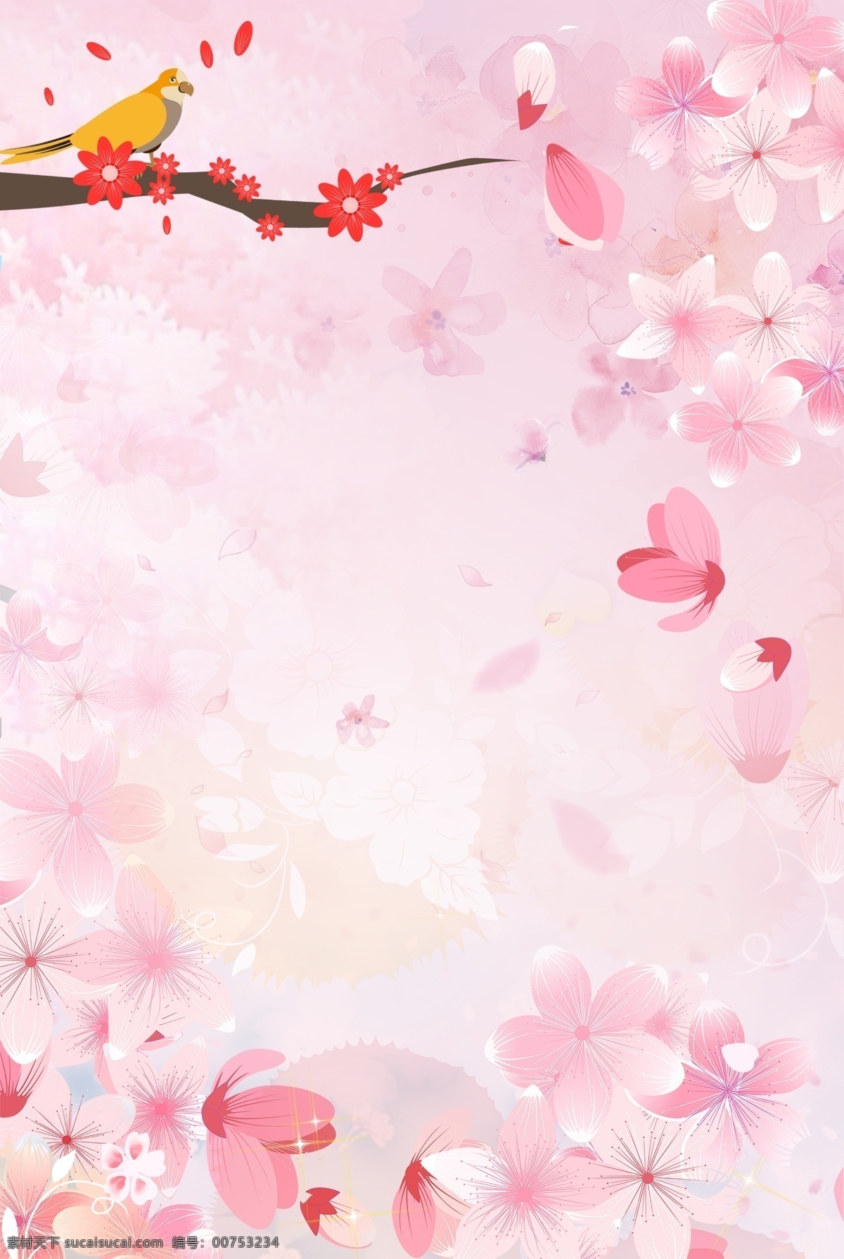 粉色 樱花 季 唯美 背景 合成 樱花季 樱花节 花瓣 花朵 创意 简约