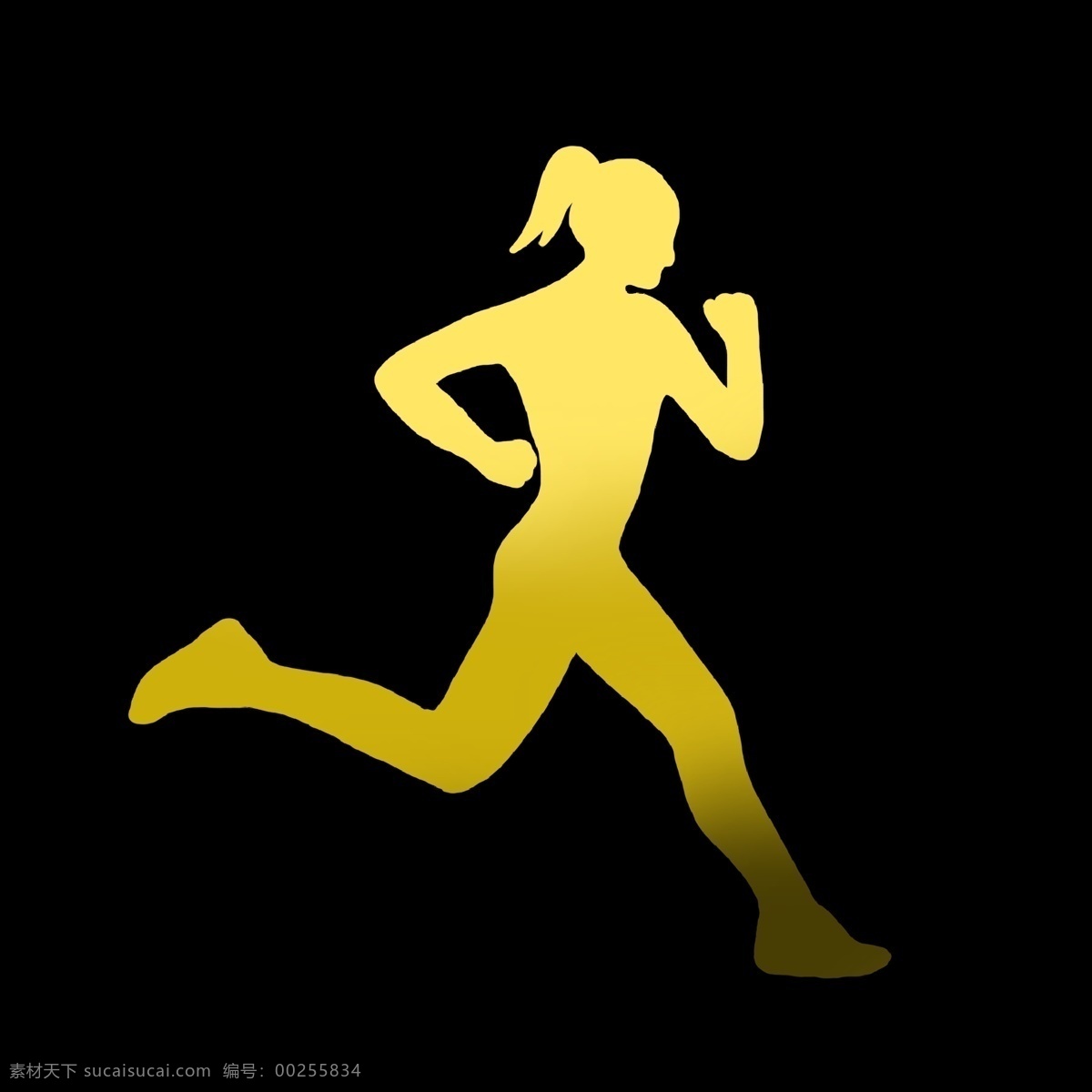 黄色 渐变 女士 奔跑 暖色 女孩 跑步的样子 晨练 上班的路上 简洁 卡通 简约