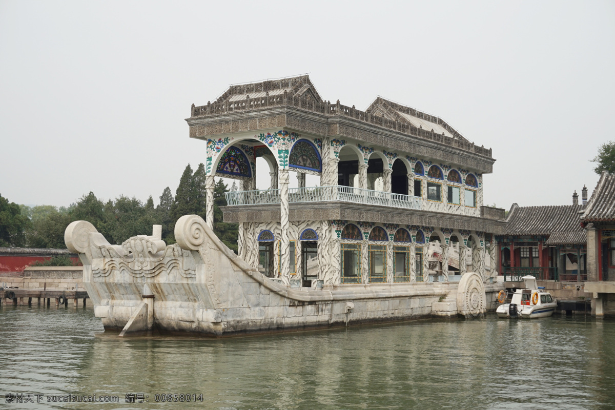 北京颐和园船 颐和园 汉白玉船 石船 水上建筑 古典水乡 自然风景 旅游摄影 国内旅游