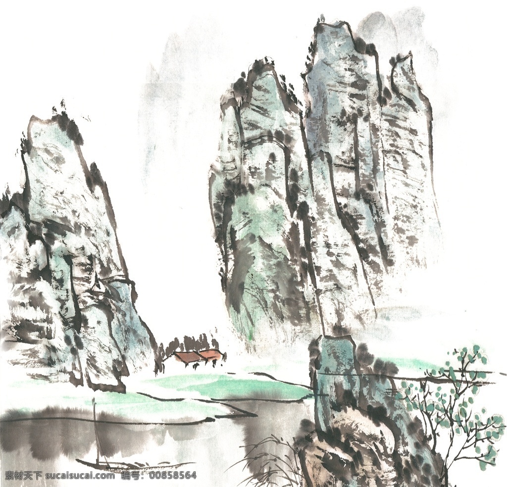 山水画图片 山水画 水墨山水画 山水装饰画 水墨山水 水墨山村 山峰 大山 山 水墨画 水墨装饰画 文化艺术 绘画书法 分层