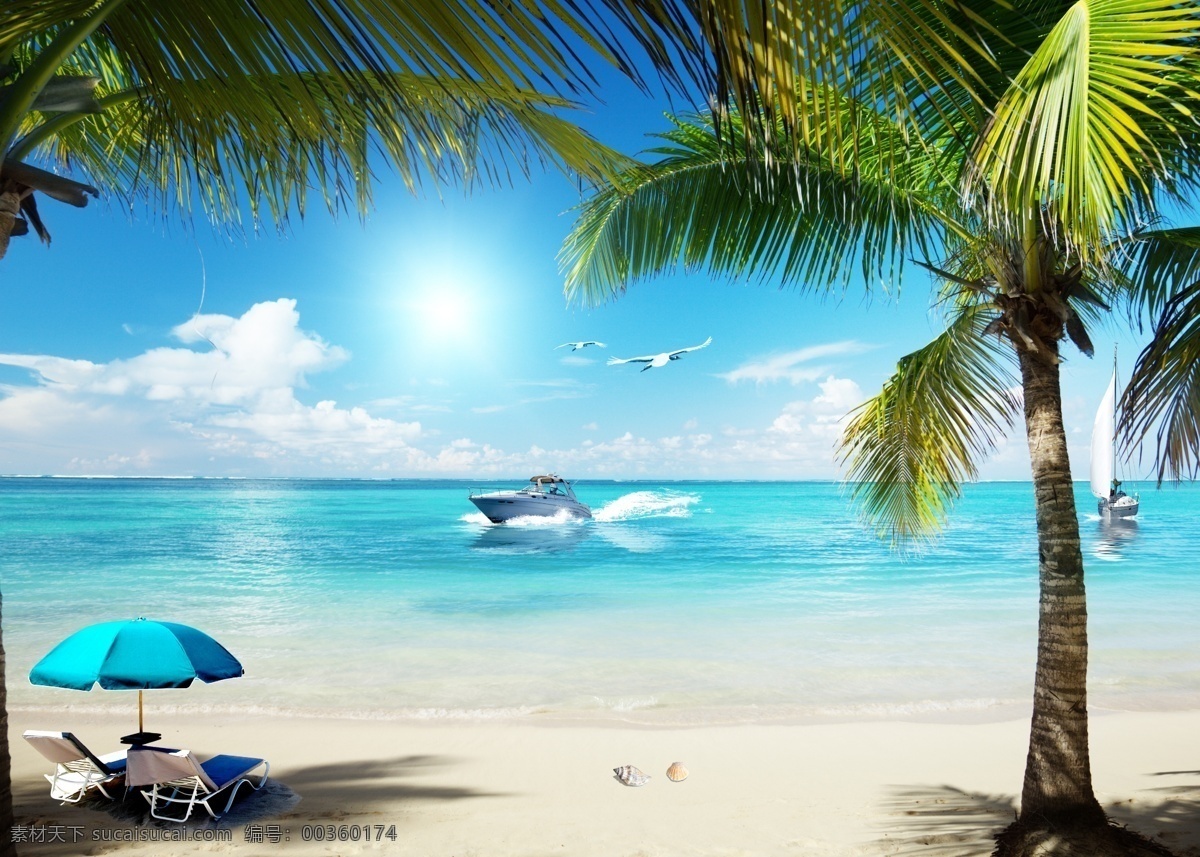 海边风景 唯美意境 海边 大海 海水 椰子树 树木 热带植物 风景 自然景观 自然风光 青色 天蓝色