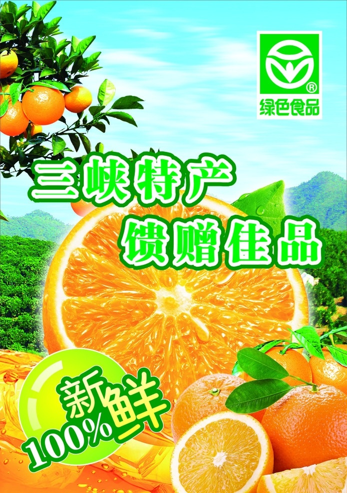 脐橙 海报 三峡 特产 矢量