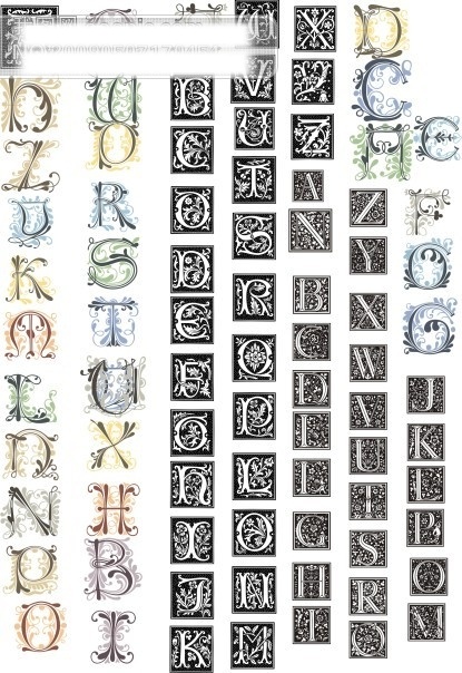 2009 最新 花纹 字母 潮流时尚元素 矢量图 矢量 花边 底纹 边框 花纹花边