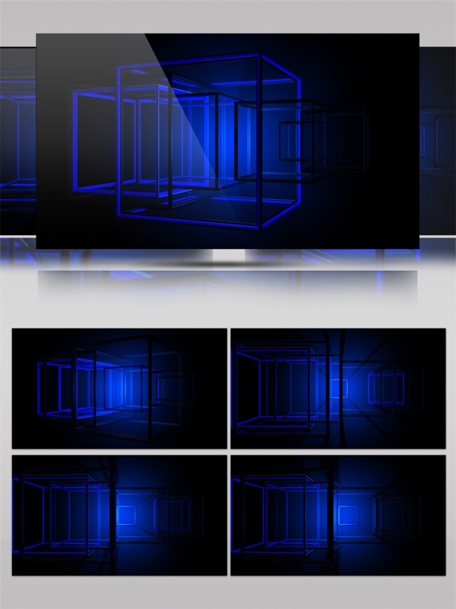 蓝色 动感 方块 动态 视频 星际 激光 光束 特效视频素材 酒吧舞台 3d视频素材