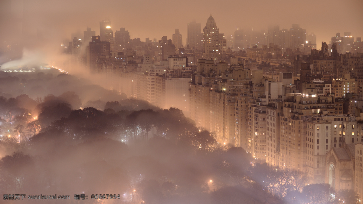 城市 夜景 背景 图 灯光 烟雾 大雾