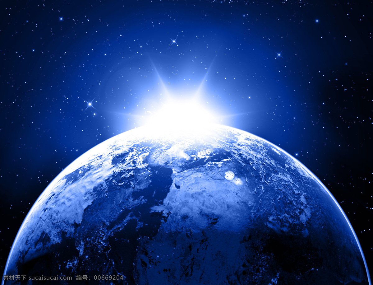地球 升起 太阳 升起的太阳 光芒 蓝色地球 光晕 星球 地球图片 地球素材 地平线 刚升起的太阳 宇宙太空 环境家居