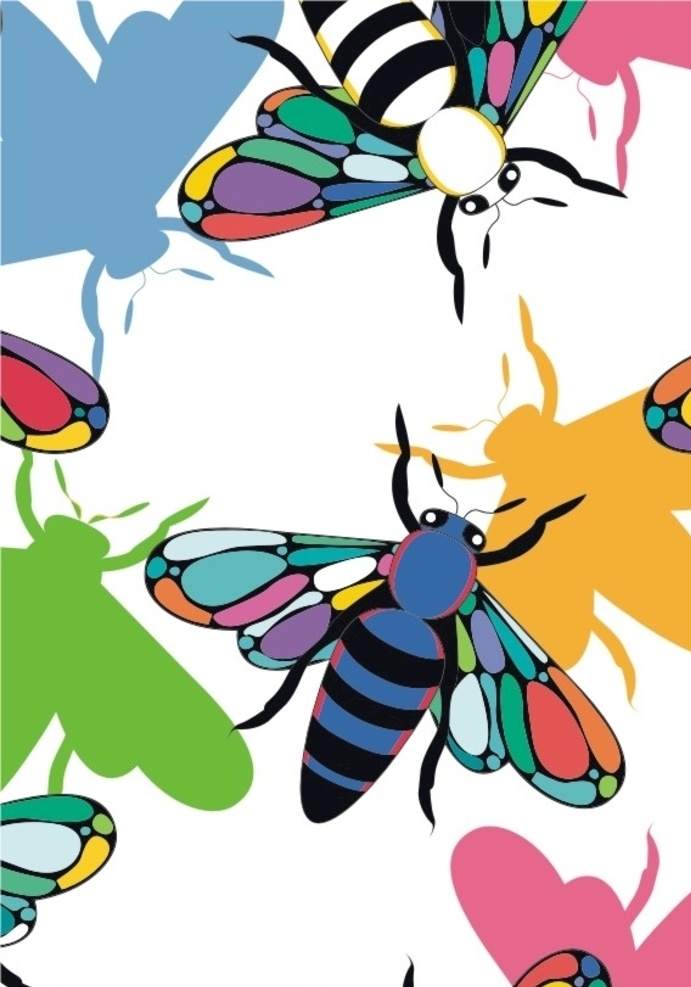 童装印花 印花图案 服装印花 卡通图案 卡通动物 昆虫 蜜蜂 服装设计