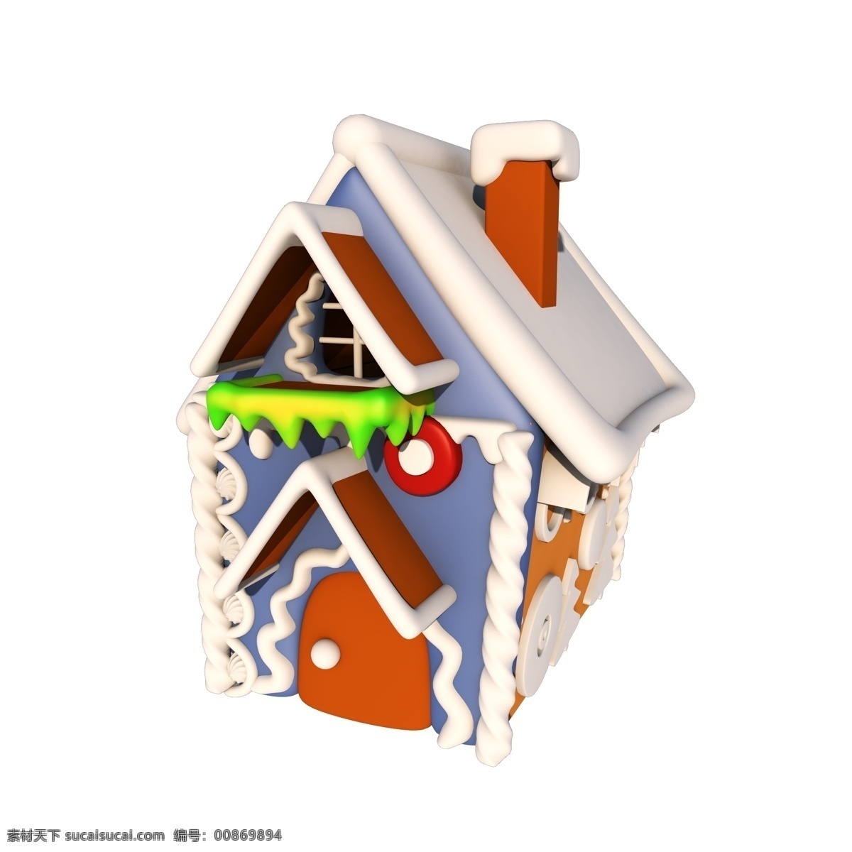彩色 卡通 通用 可爱 糖果 小屋 元素 c4d