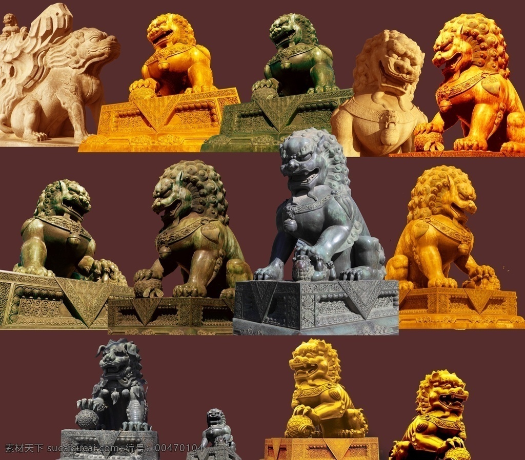 石狮合辑 狮子 文化雕塑 石雕 创意元素 古典文件 中国文化 国学文化 经典文化 文化传承 中国风 古典风 分层