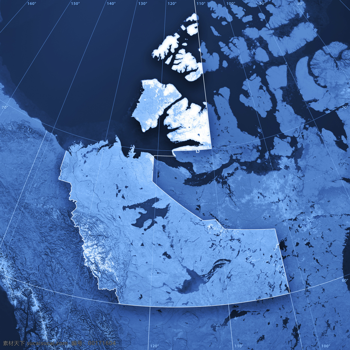 加拿大 地图 加拿大地图 蓝色地图 地图模板 经线 纬线 经度 纬度 地图图片 生活百科