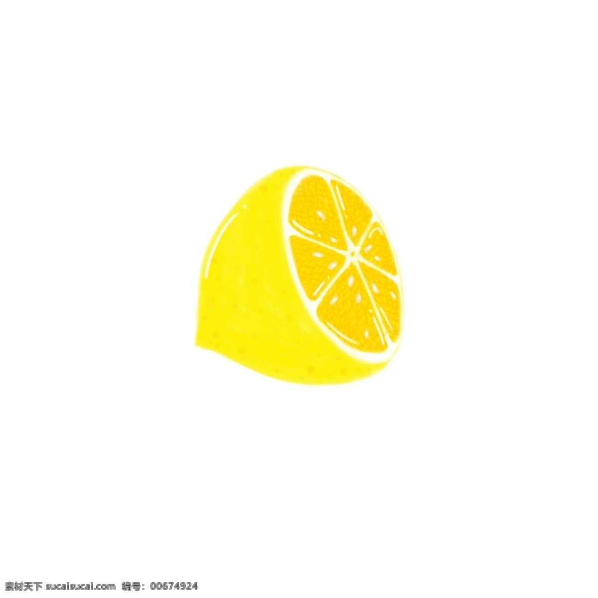 半个柠檬 黄色 柠檬 可爱 清新 水果 酸味