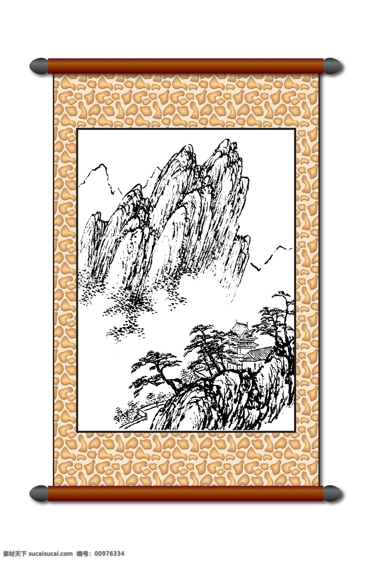 白描风景 白描 版画风景 传统画 风景画 工笔 古画 挂画 绘画书法 卷轴画 美术 山水画 线描 黑白稿 中国风 艺术画 文化艺术 设计图库 家居装饰素材 室内装饰用图