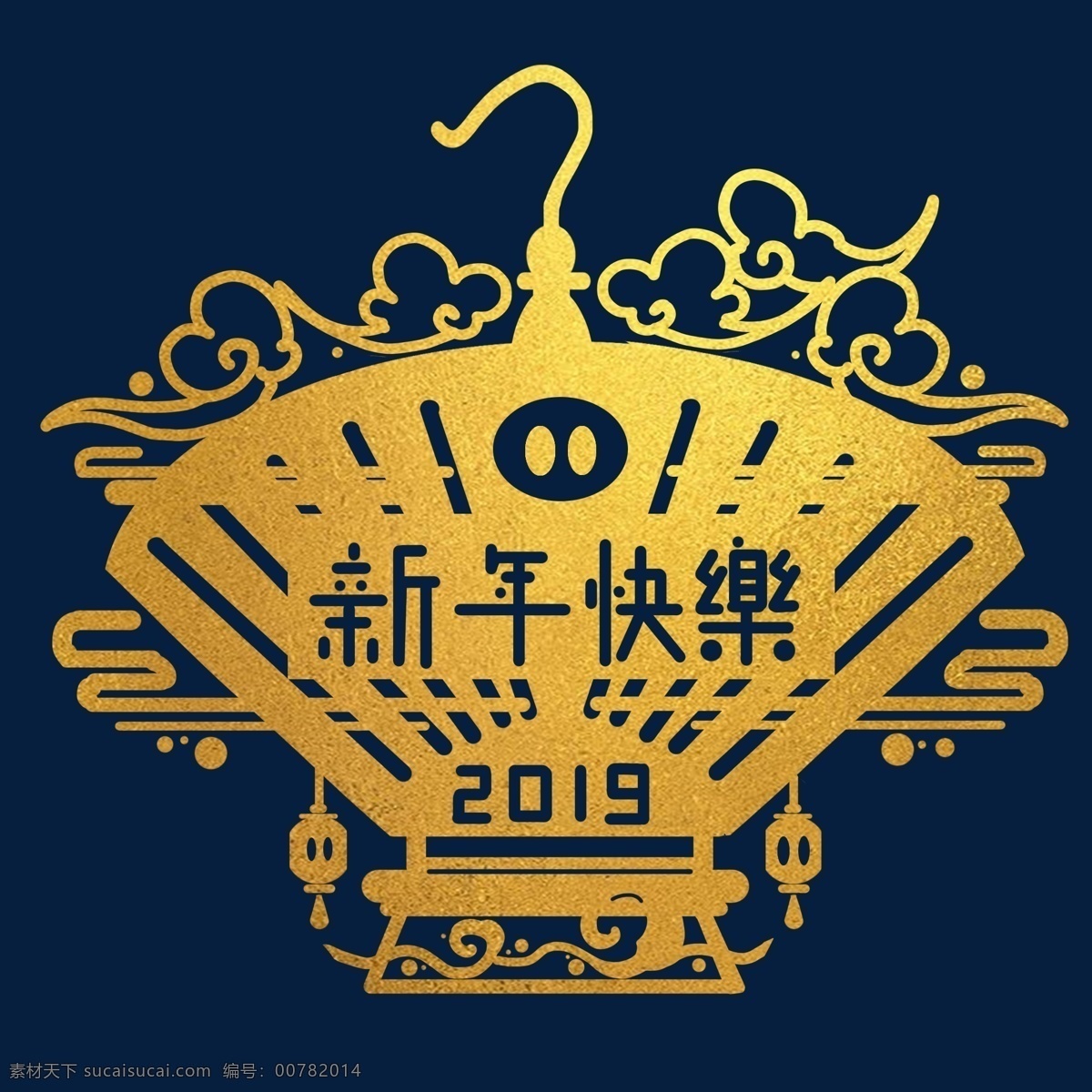 烫金 中国 风 2019 年 猪年 灯笼 祥云 装饰 图案 鎏金 新中式 中国风 2019年 新年 鸟笼 流云 和风祥云 线条 创新 精美 新年快乐 新年寄语 装饰图案