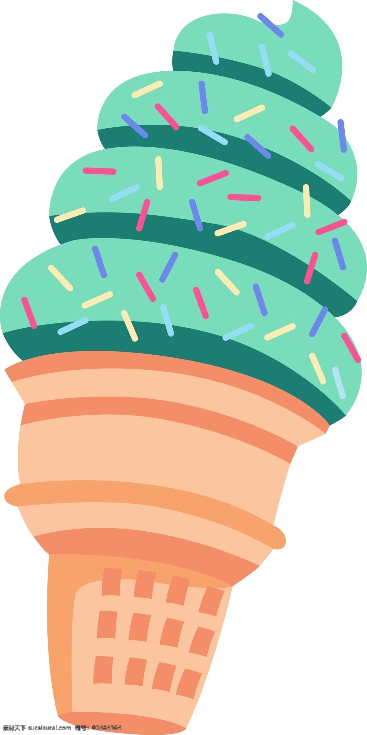 夏天 红色 草莓 冰淇淋 红褐色 冷饮 可口 夏季 手绘 插画 水彩 美味 美食 蛋筒 螺旋 诱人 食物