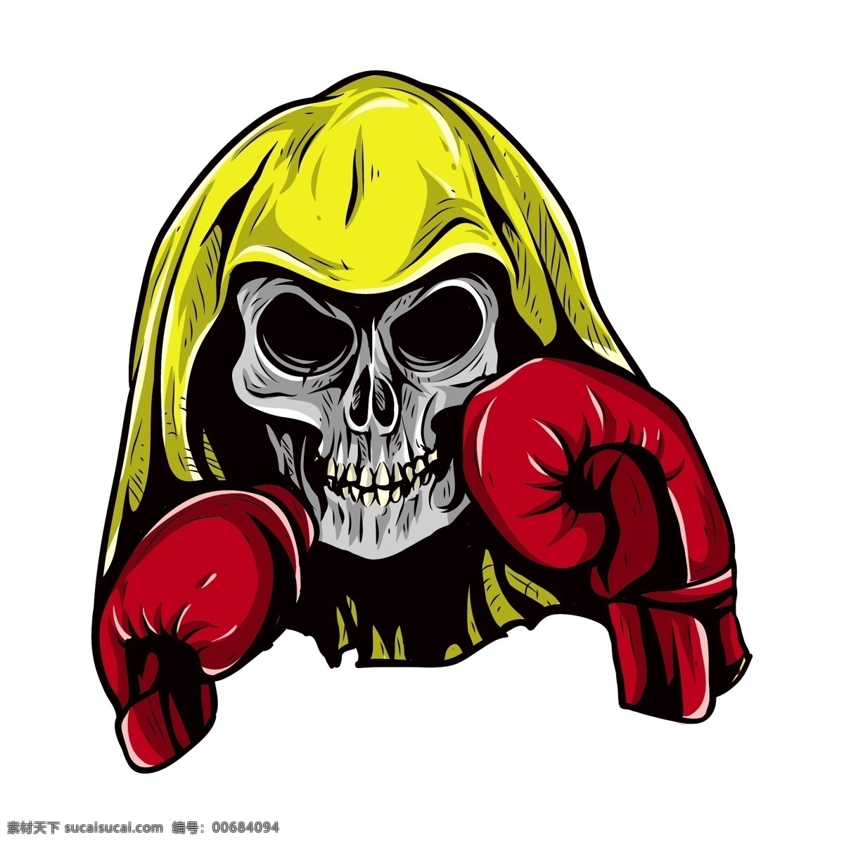 骷髅拳击手 骷髅 拳击 拳击运动 体育运动漫画 卡通漫画 卡通插画 体育运动 生活百科 矢量素材 白色