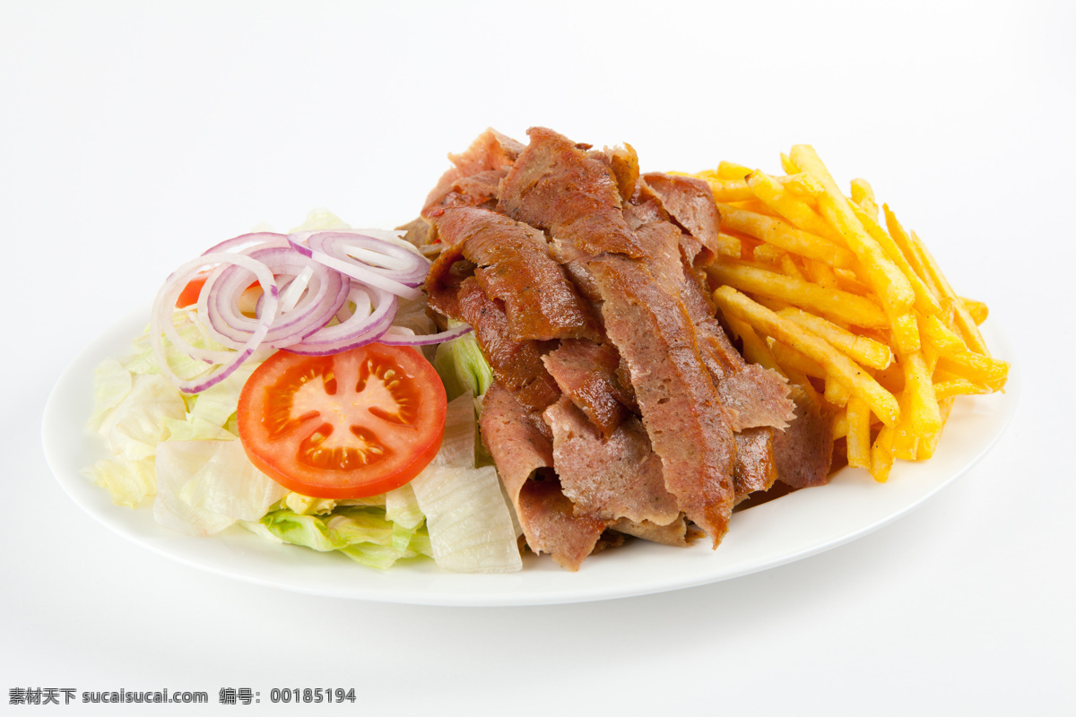 盘子 内 蔬菜 烤肉 薯条 食物 美食 外国美食 外国食物 土耳其食物 餐饮美食