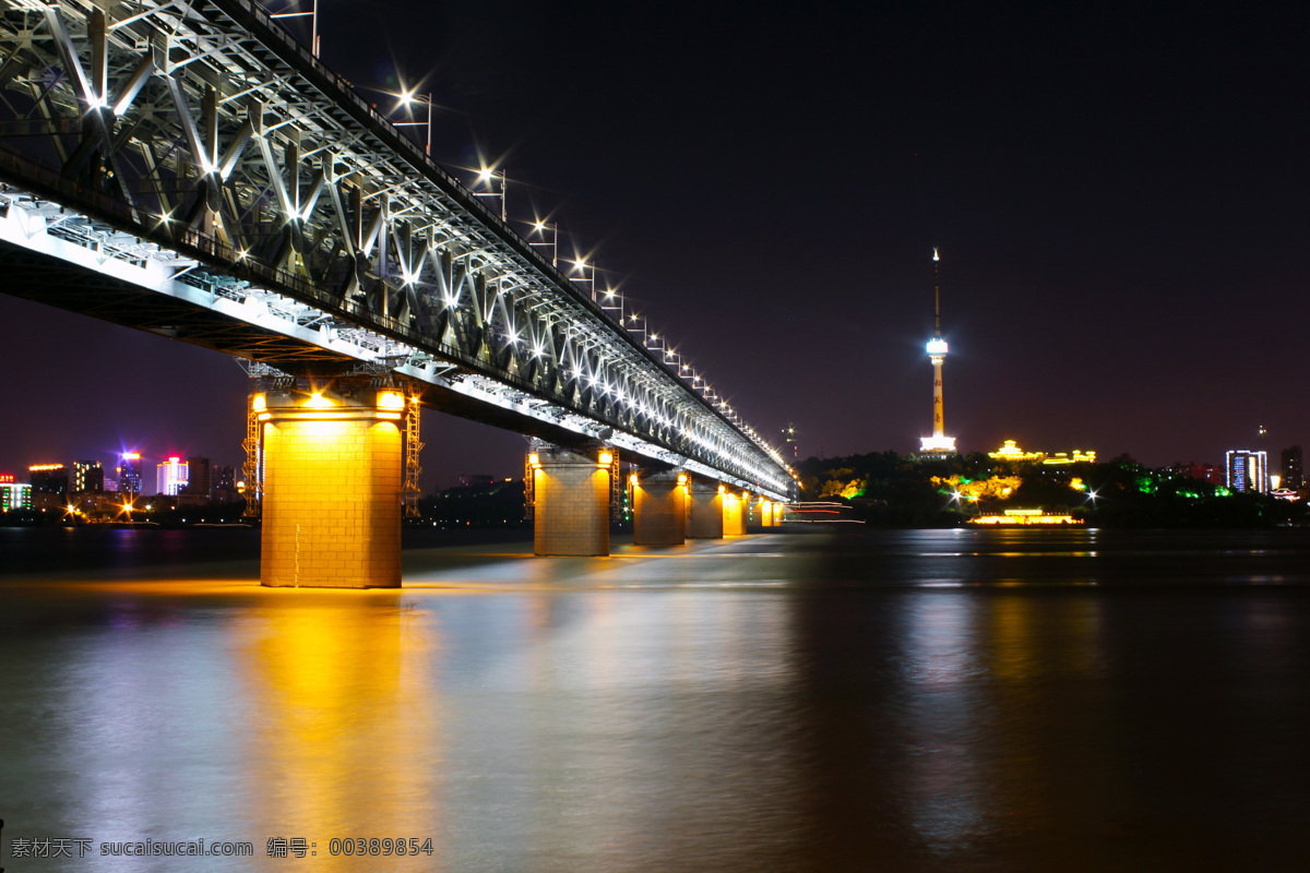 长江大桥夜景 长江大桥 桥梁 夜景 武汉 灯光 旅游摄影