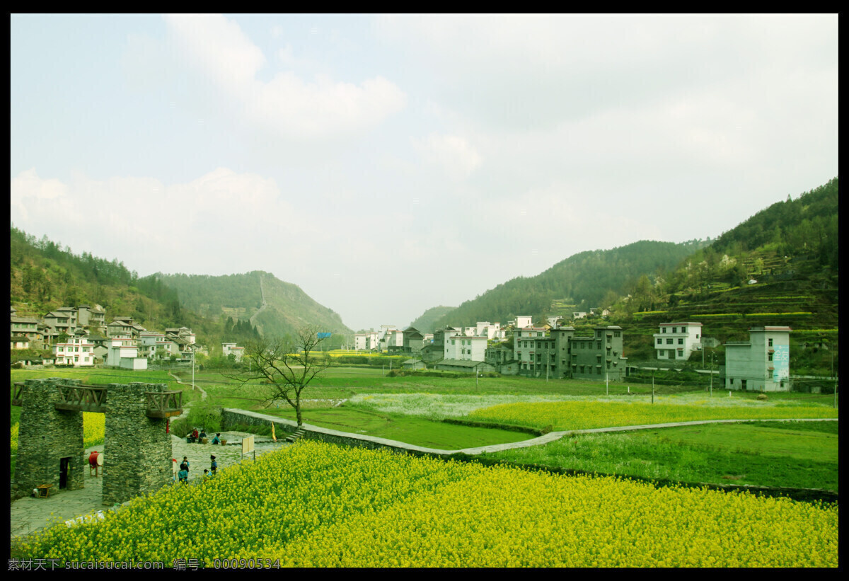 春天 风景 花香 建筑 旅游摄影 绿色 绿山 山峦 春天花香 油菜花 自然风景 psd源文件