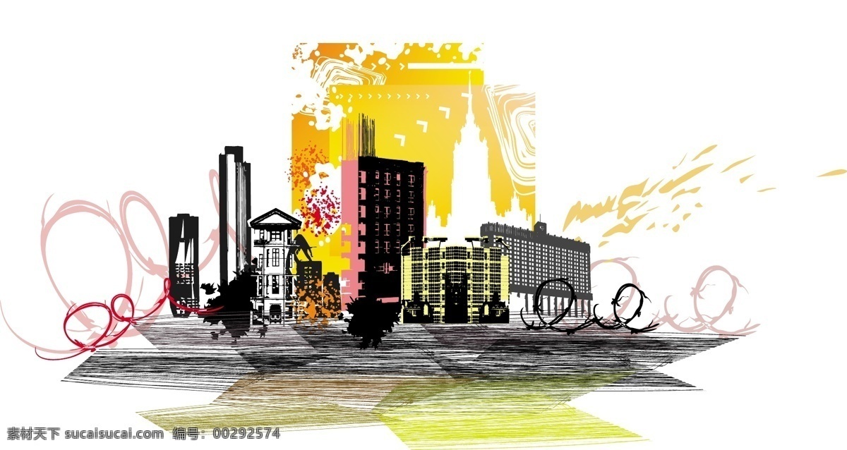 彩色 城市 插画 城市插画 城市剪影 炫彩城市 矢量图 其他矢量图