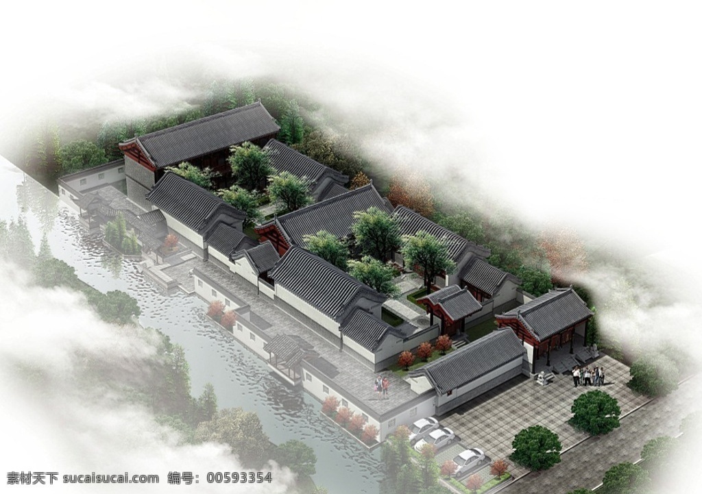 四合院 北京四合院 中式仿古建筑 古建筑 建筑模型 3d设计 室外模型 max