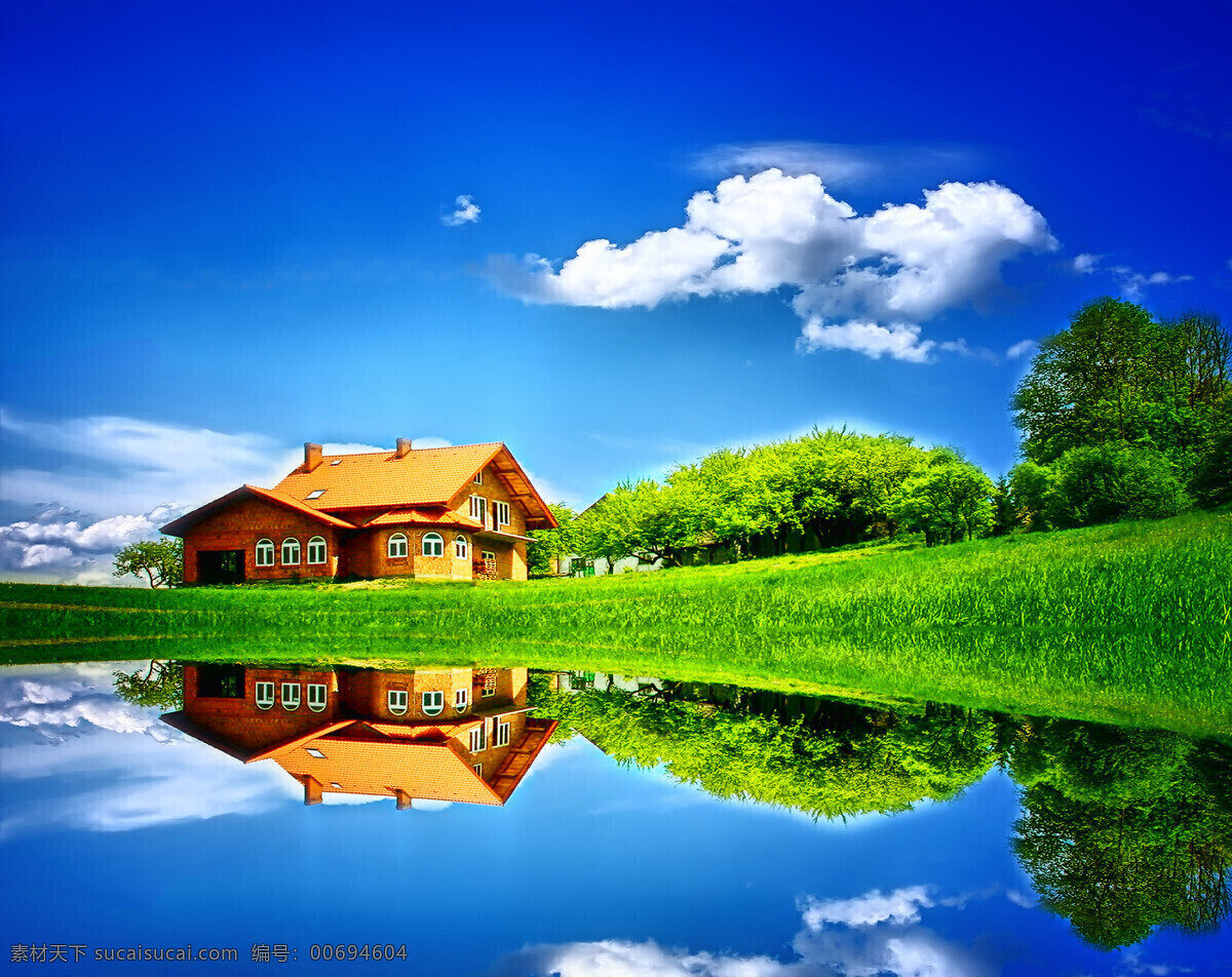 美丽乡村 乡村景色 乡村风景 小屋 蓝天 白云 湖面 湖水 湖畔 农村 景色 美丽 风景 自然风景 天空 自然景观