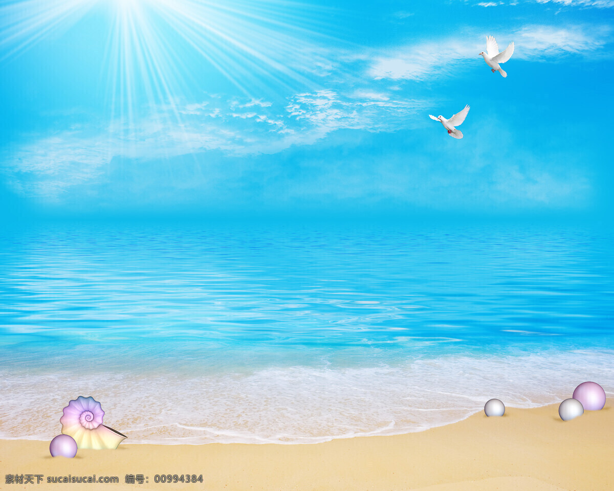 海边美景 童话世界 海岸 度假 海边 海滩 沙滩 贝壳 和平鸽 鸽子 大海风景 美景 自然景观 设计风光 风景漫画 动漫动画