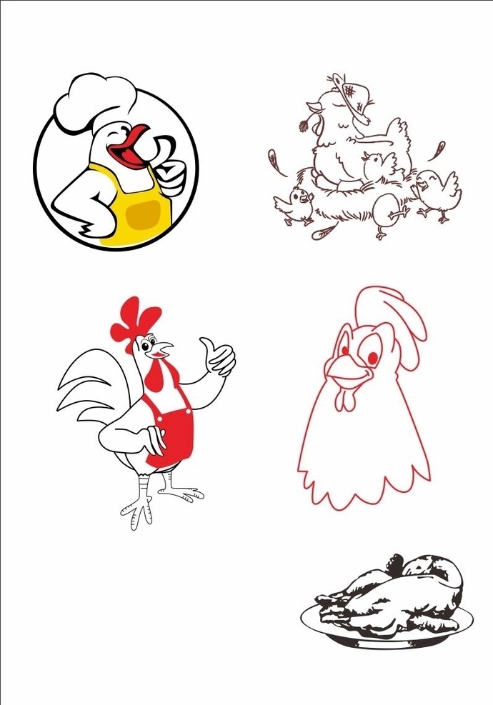 各种鸡 鸡 师傅 鸡妈妈 鸡宝宝 卡通 烤肉 烤鸡 烧鸡 图标 店招 店标 动物 食物 logo素材 标志图标 其他图标