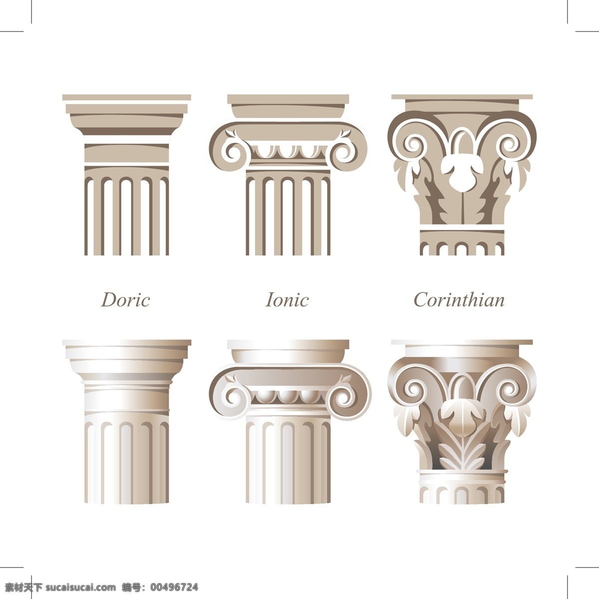 罗马柱 雕刻 花纹 环境设计 建筑材料 建筑设计 欧洲 石柱 石刻 手绘 矢量 装饰素材