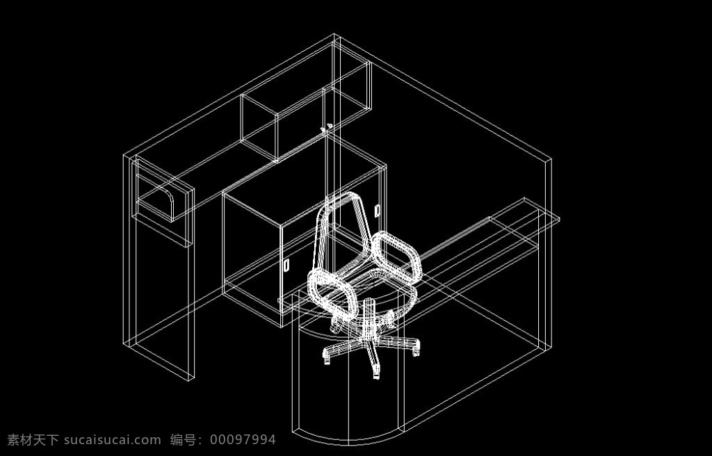 办公室桌椅 屏风 工作桌 办公室素材 cad素材 dwg 黑色 工作桌组合 工作椅子 桌椅