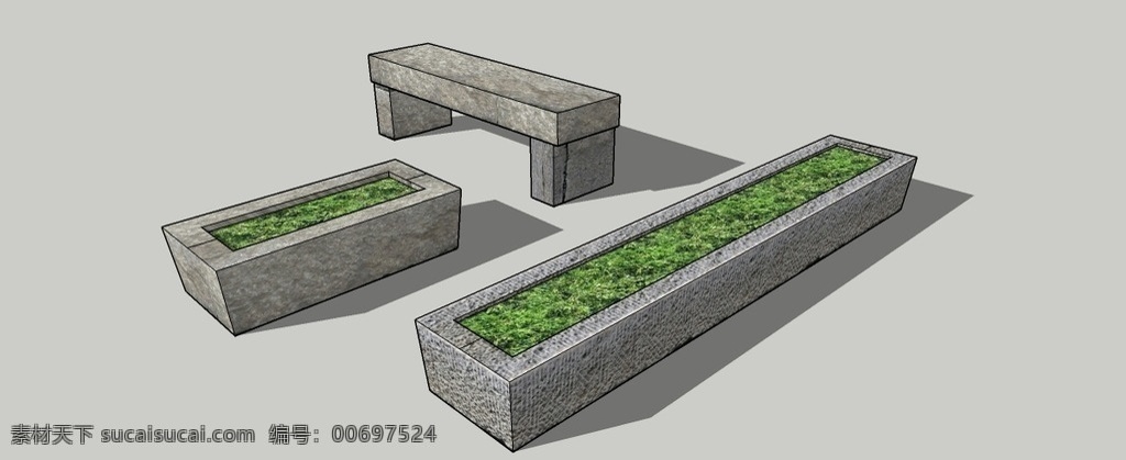 石槽 花坛 石板 坐凳 石板坐凳 石臼 花钵 花箱 环境设计 景观设计 skp