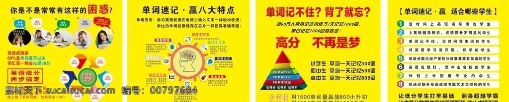 单词速记 单词 速记 展板 宣传栏 培训班 展架 文化墙 海报 提分