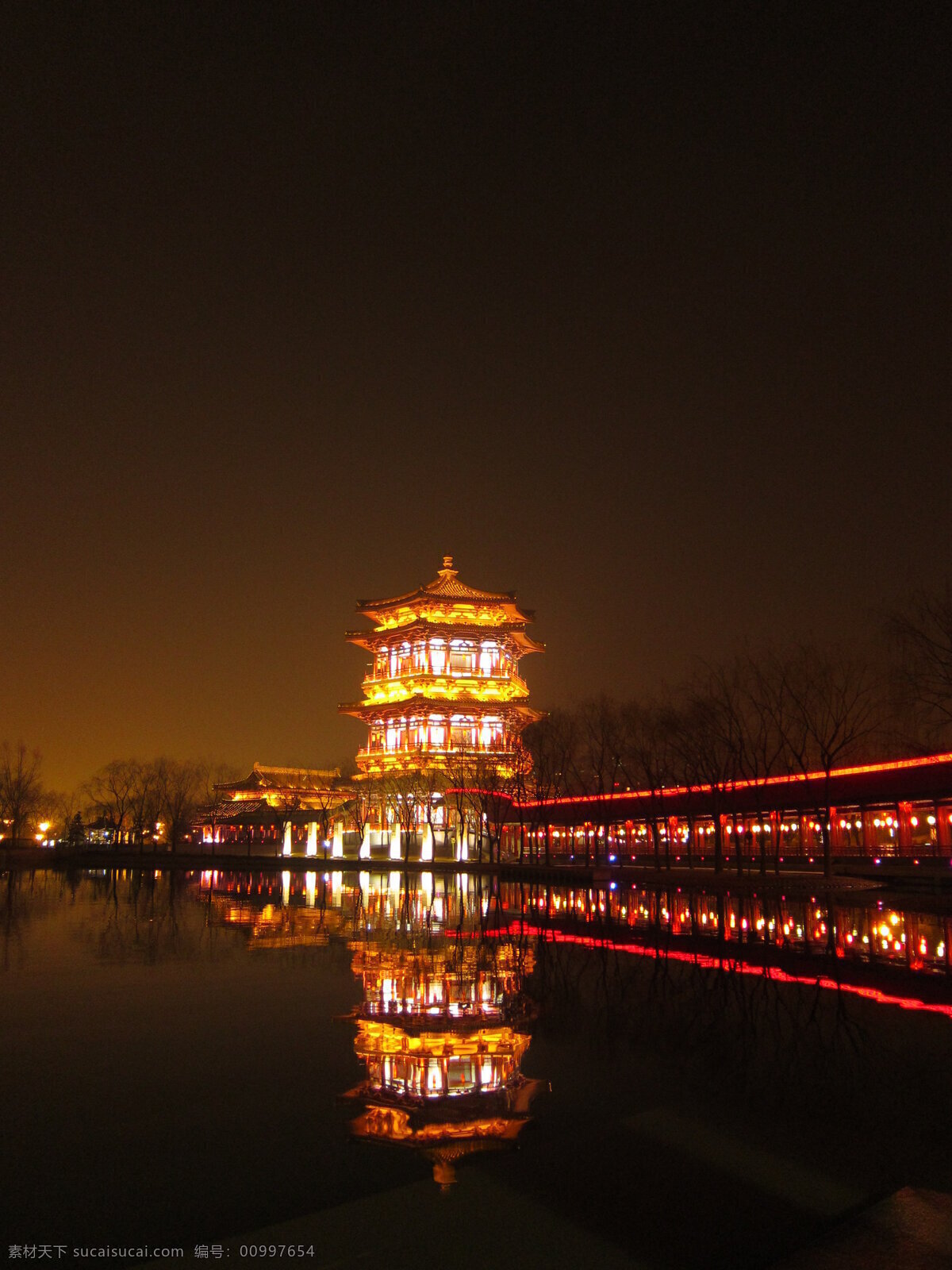 大唐芙蓉园 西安 园林 夜景 湖 旅游摄影 国内旅游