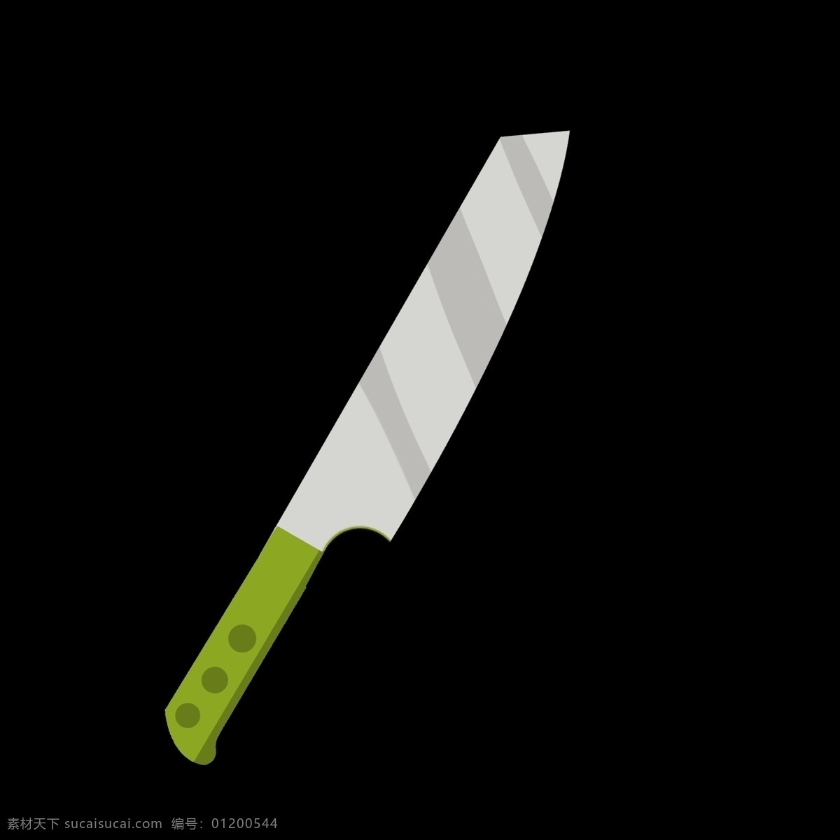 蓝色 拼接 水果刀 插画 厨具 手绘 实物美观 绿色 绿色刀把 创意