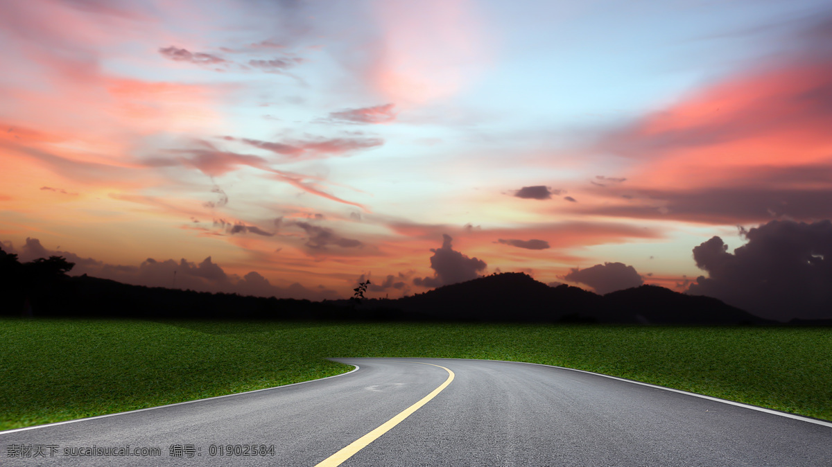 晚霞 道路 风景 公路风景 道路风景 草原 草地 天空 马路风景 路面 美丽风景 美景 美丽景色 美丽风光 其他类别 生活百科