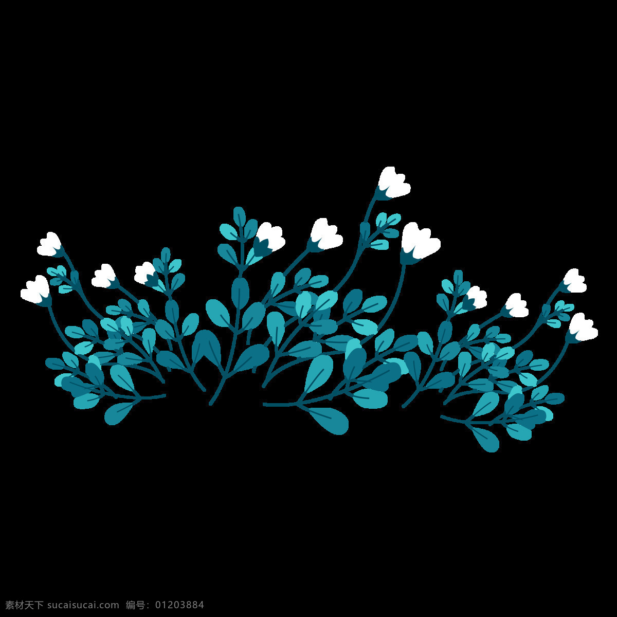 蓝色 扁平 卡通 花朵 装饰 时尚 花 夏天