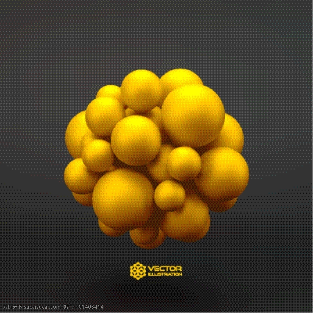 黄色 三维 分子 球 背景 球体 矢量图 分子球 其他矢量图