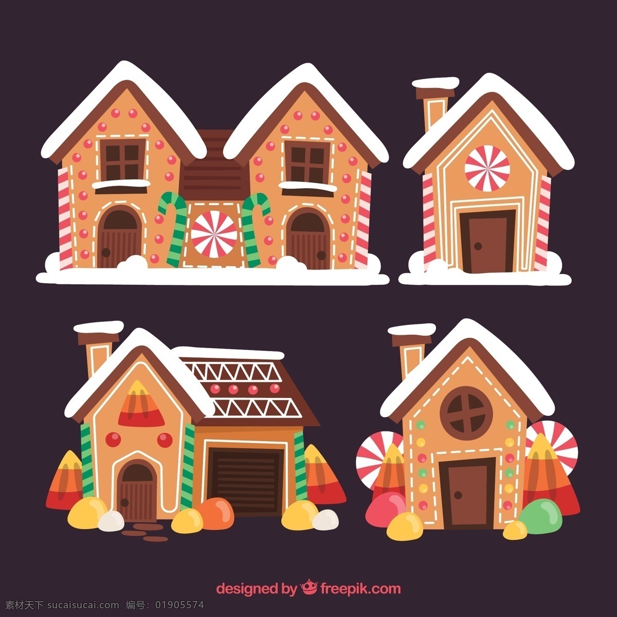 款 卡通 圣诞节 姜饼 屋 矢量 创意 房子 姜饼屋 节日 美食 气氛
