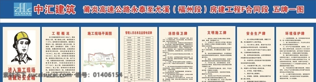 建筑 工地 五 图 牌 请戴安全帽 消防保卫牌 文明施工牌 安全生产牌 环境保护牌 建筑工 地标 识 标牌 展板模板
