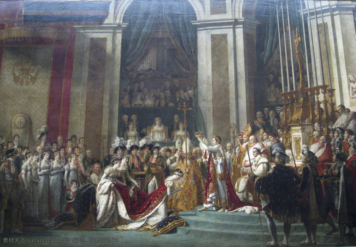 绘画书法 拿破仑 设计图库 文化艺术 油画 一世 加冕 大典 设计素材 模板下载 巴黎圣母院 达维特 作于1806 1808年 藏巴黎卢浮宫 装饰素材