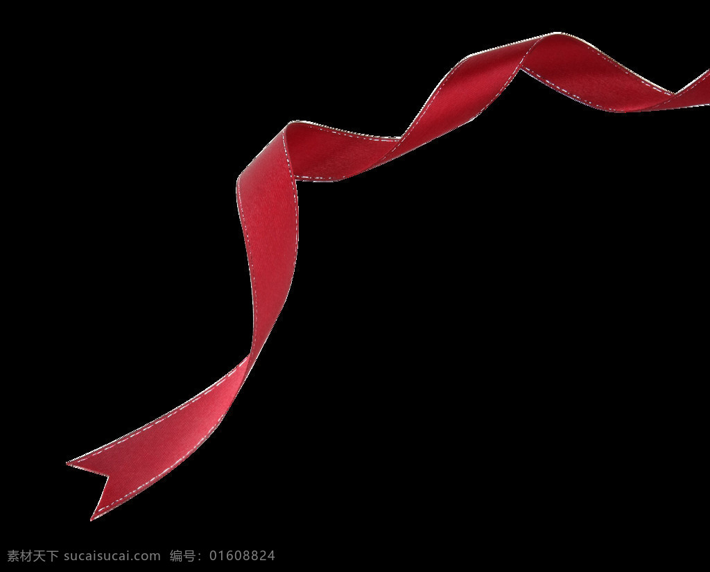手绘 红色 飘带 元素 喜庆 飘逸 红色飘带 免抠