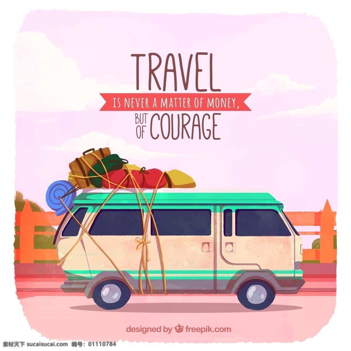 创意 旅行车 隽 语 插画 矢量 行李 围栏 桥 旅行 车 隽语 矢量图 ai格式 矢量素材 最新矢量图 画册设计
