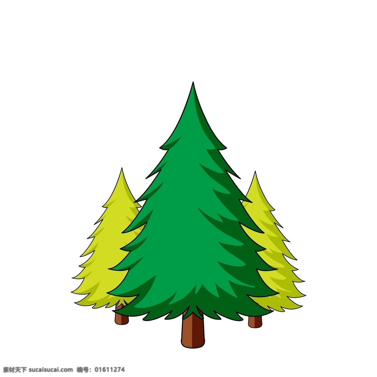 植物 松树 矢量 卡通 元素
