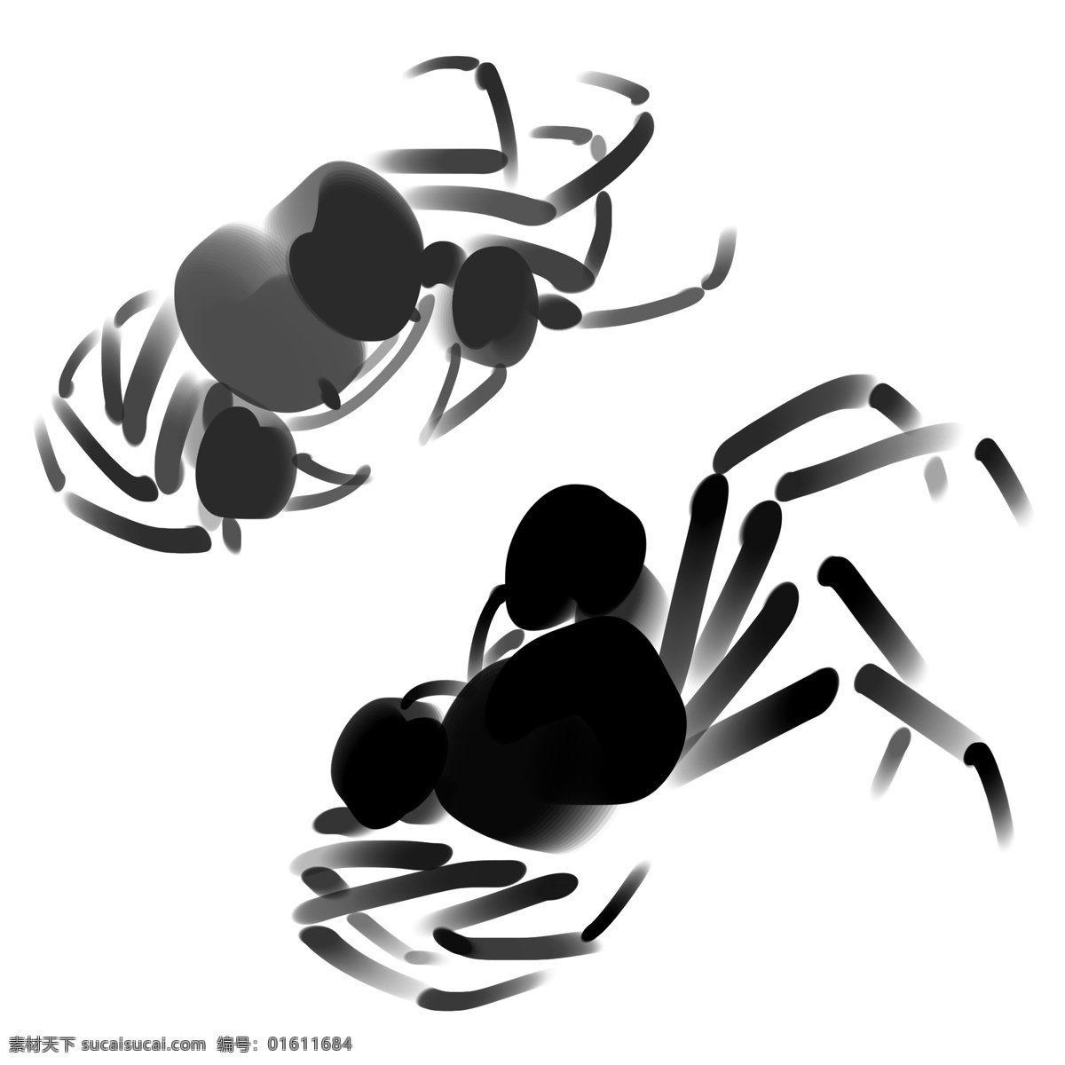水墨 黑色 大闸蟹 插画 水墨螃蟹 黑色的大闸蟹 爬行动物 海产品 海鲜 海洋生物 煮熟的螃蟹 螃蟹插画
