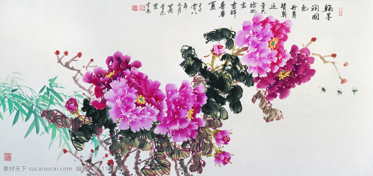 牡丹 花卉 装饰画 水墨画 名画 水墨花卉植物 国画 中国画 绘画艺术 挂画 书画文字 文化艺术