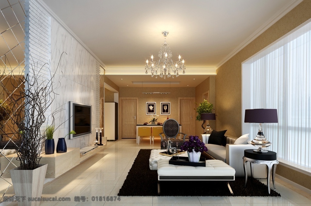 现代客厅 现代 简约 客厅 模型 3d设计 室内模型 max