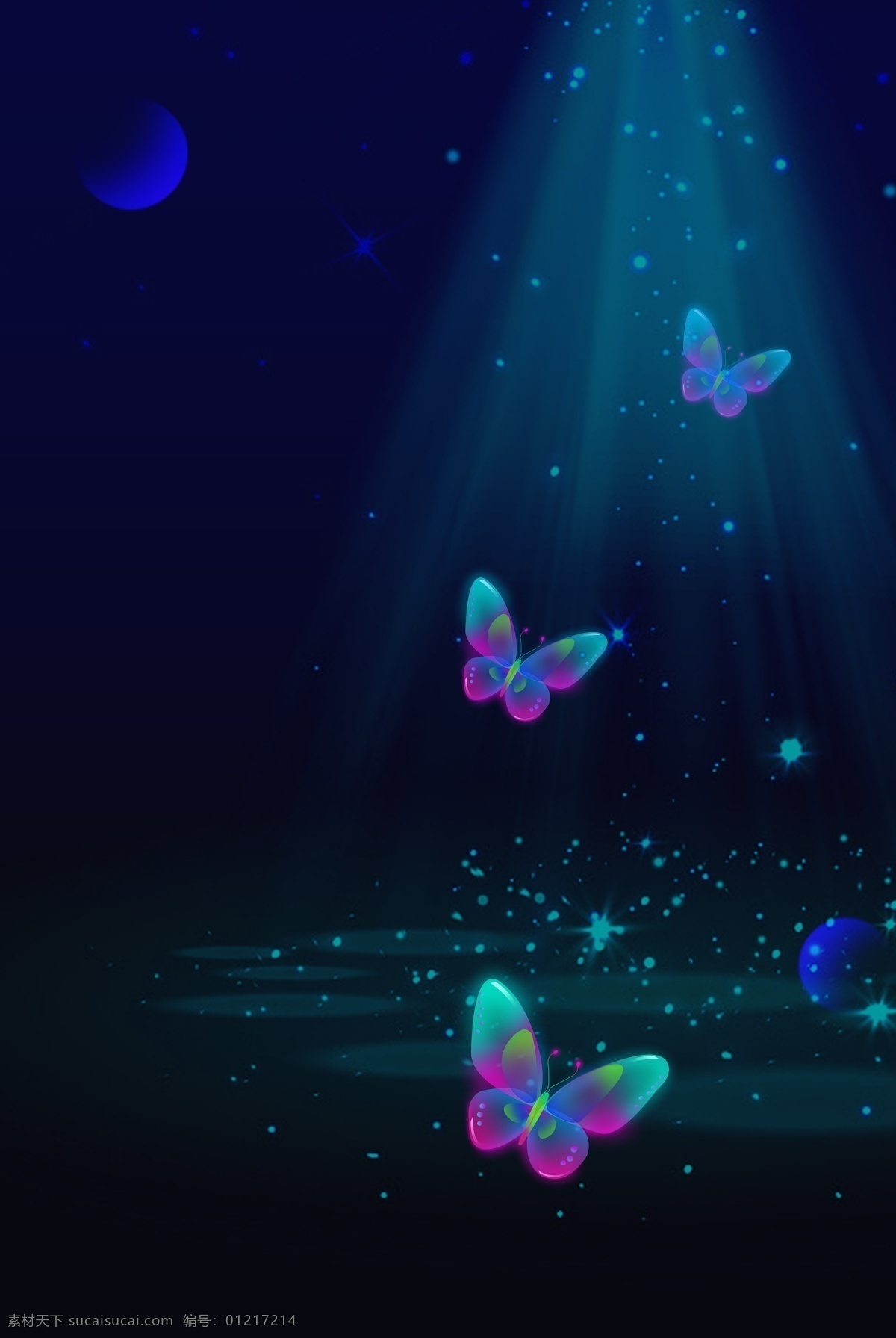 光 感 透气 梦幻 蓝色 蝴蝶 背景 海报 光感透气 蓝色渐变 花卉 闪烁 唯美 大气 线条