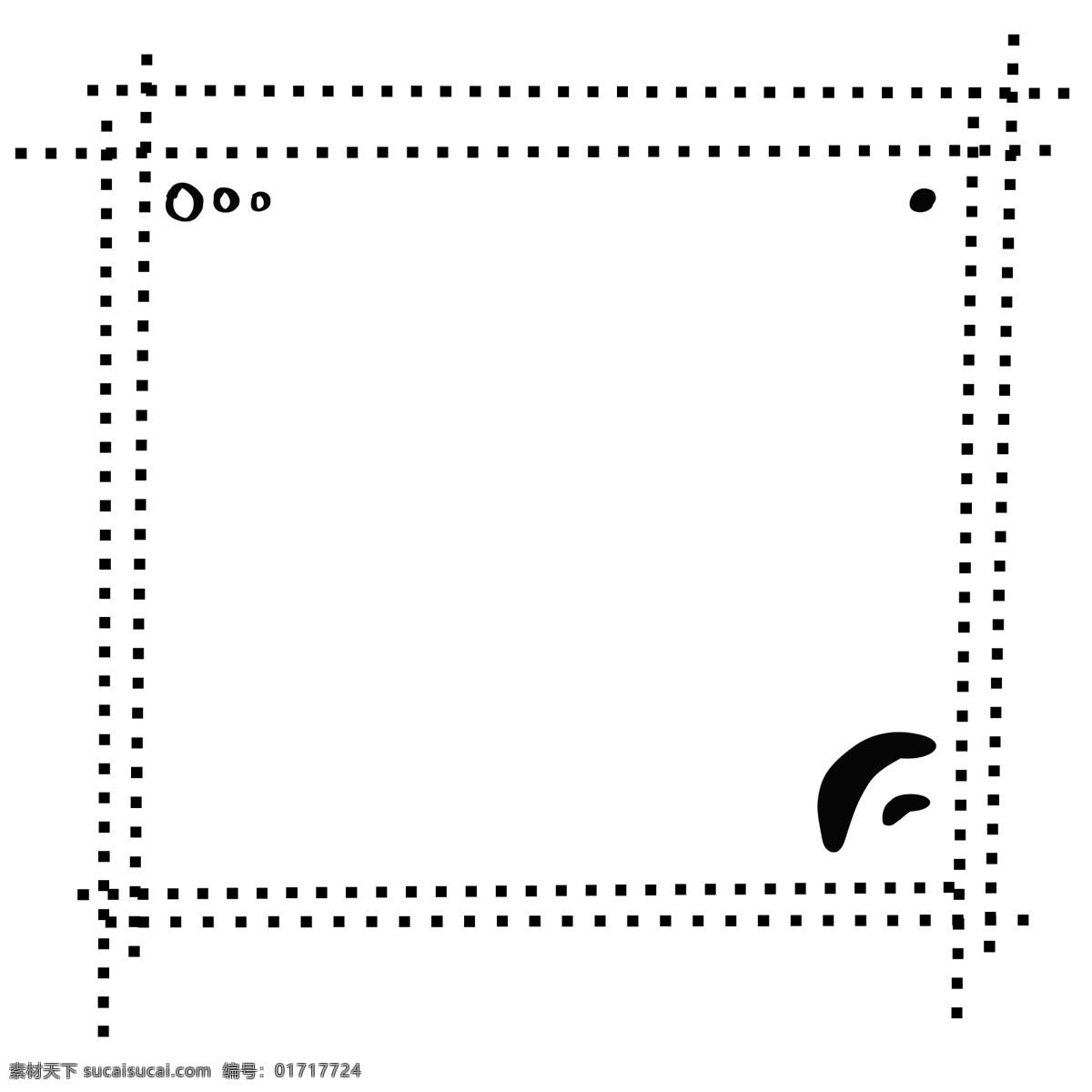 手绘 框 简约 波 点 几何 简单 可爱 黑色 波点 圆点 方形 方形框 几何框 边框黑色 简单框 简约框