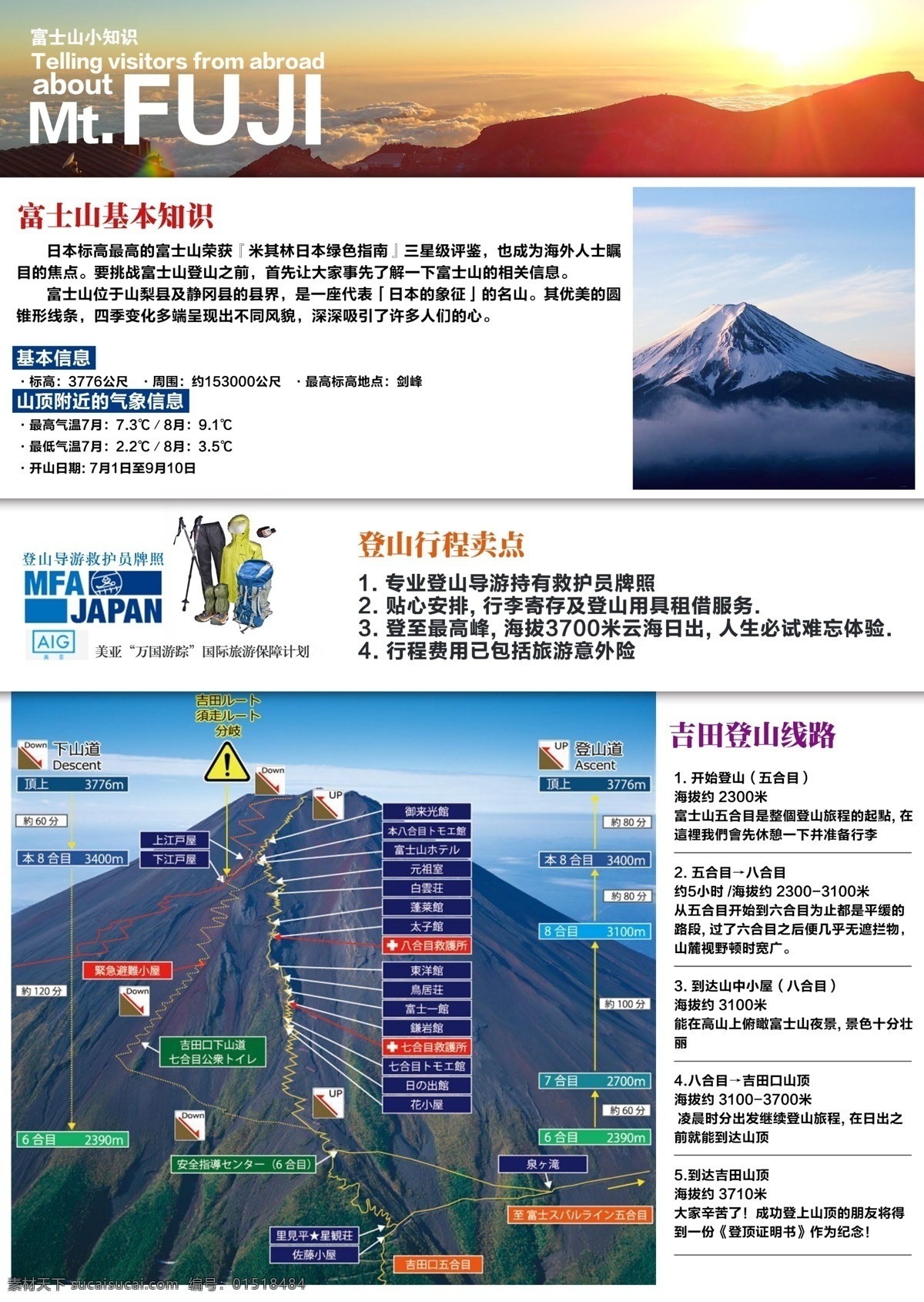 富士山簡介 日本 旅游 宣传 彩图 白色