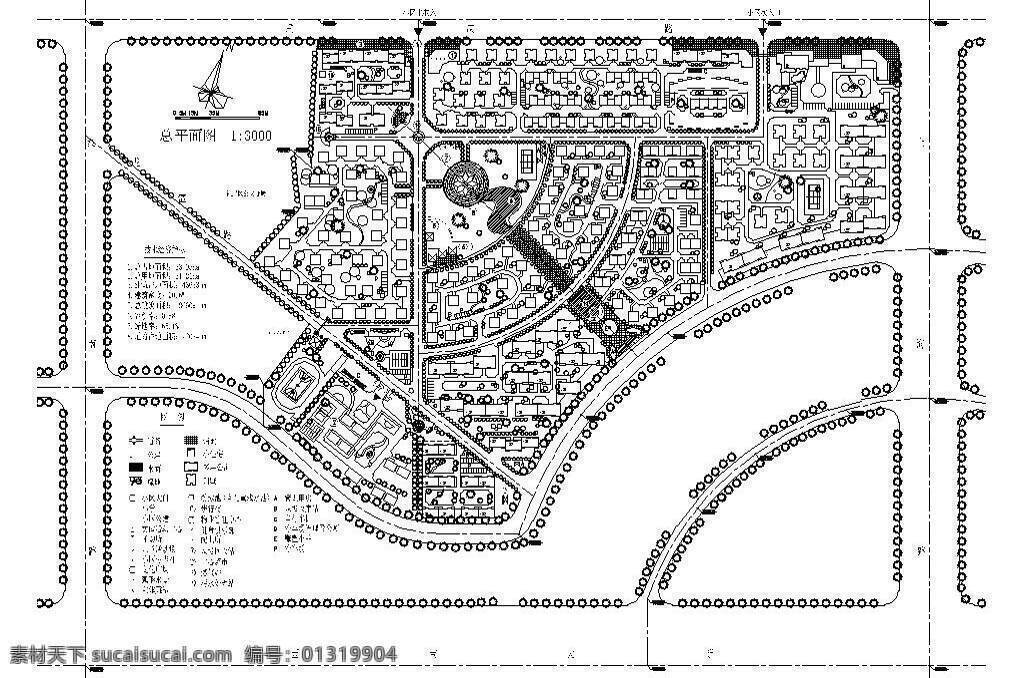 大型 居住区 景观设计 平面图 cad 园林 绿植 绿化 广场