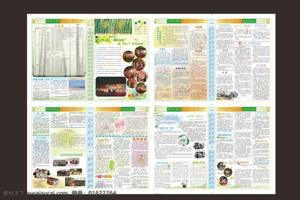小学校报 校刊 校报 芦笋尖尖 绿色 报纸 学校宣传 矢量
